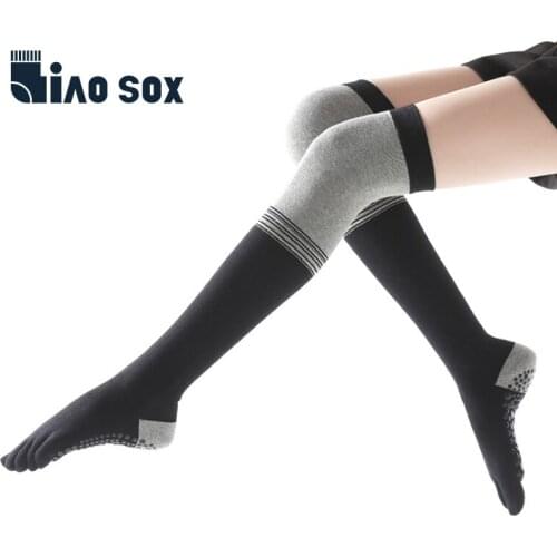 Autumn and Winter Long Tube Knee-high Yoga Socks Non-Slip Five-Finger Sports Socks Keep Warming Dancing Women Socks