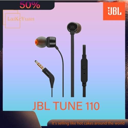 JBL TUNE 110 3.5mm Wired Earphones Stereo Music Deep Bass Earbuds Sports Headset line Control Handsfree with Mic
