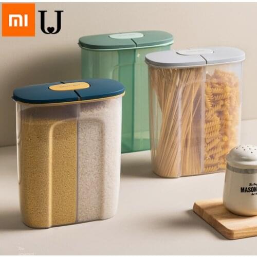 Xiaomi Jordan&Judy family transparent durable 2compartments grain storage tank plastic waterproof insect-resistant sealed bottle