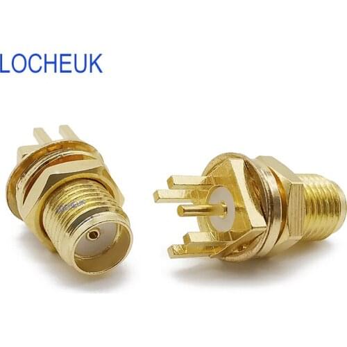 RF Coax SMA Female Jack to 4 Pin Stand Connector Nut Bulkhead Solder Launch PCB Clips Edge Mount 1.6mm Spacing Gold-plated