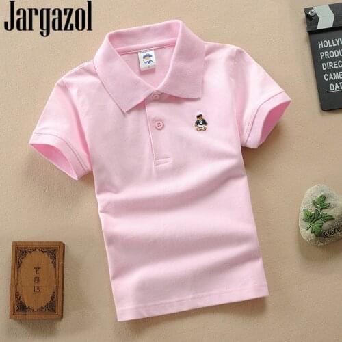 Jargazol Teenagers 3-15 Years Boys Shirts Short Sleeve Tops Solid Sport Polo Shirt Kids School Costume Children Girls Clothes