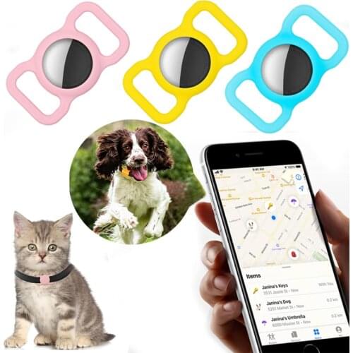 Pet Silicone Protective Case Holder For Apple Airtag GPS Tracker Dog Cat Collar Loop Compatible with Airtags Pet Accessories