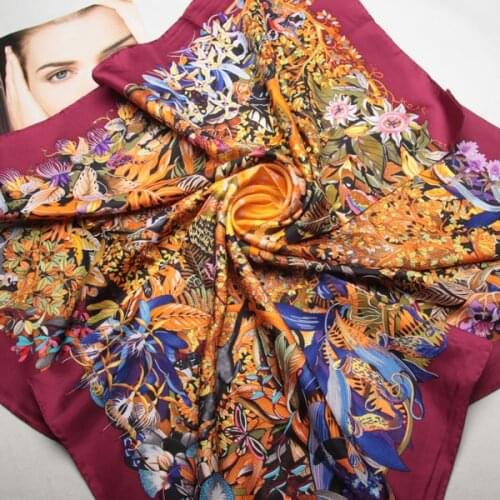 [SLKSCF] ON SALES! 90X90CM Large square real silk scarves 100% twill silk scarf womens handkerchief free shipping free shipping