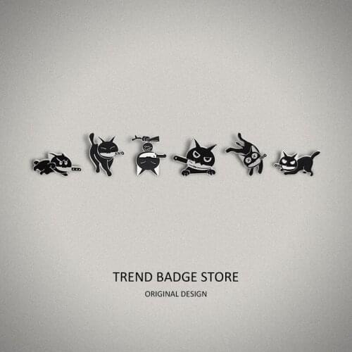 Black Cat Diao Dao changeable expression, extravagant eyes, creative brooch, trend, assorted small animal badge jewelry