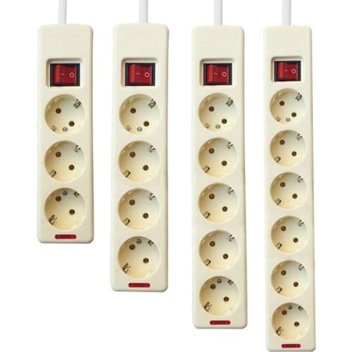 EU AU UK US Plug With Switch AC Electrical board Power Strip 3/4/5/6 Outlets Extension Socket Cord Cable 1.5M 16A 250V