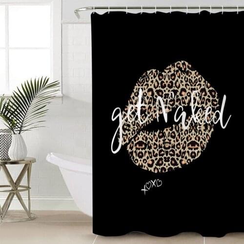 Sexy Lips Leopard Graffiti Shower Curtains Waterproof Bathroom Curtain Frabic Polyester Bathroom Curtain with Hooks