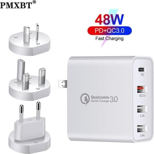 48W Type C PD Charger Fast Charging For iPhone 12 11 8 USB Charger With QC 4.0 3.0 Phone Charger Quick Charge For Samsung Xiaomi