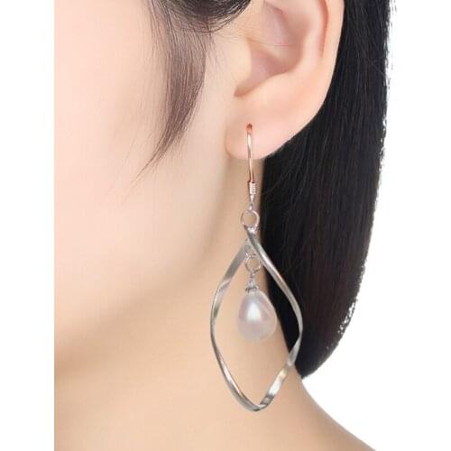 2018 NEW celebrity fashion design Exaggerated style Perfect drop pearls earring Fashion sterling silver Drop Earrings for women