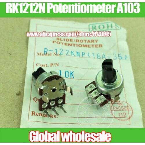 15pcs T RK1212N Vertical Single Potentiometer A103 A10K / Handle Length 10MMF / White Shell