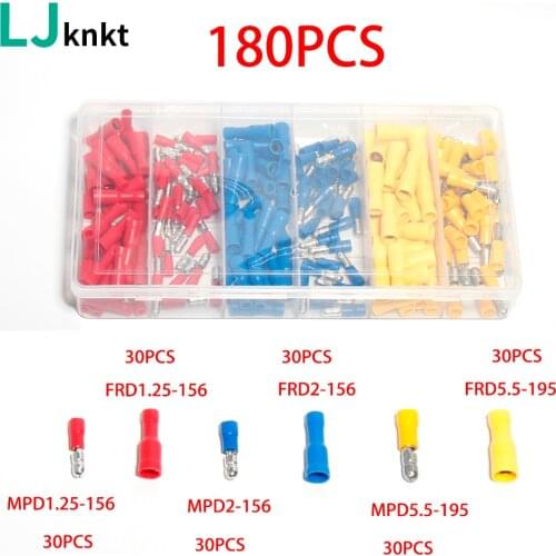 180PCS Three specifications Bullet type cold pressed terminal block Mrd Frd Pre Pre insulated joint For Awg16-14 Plug terminal