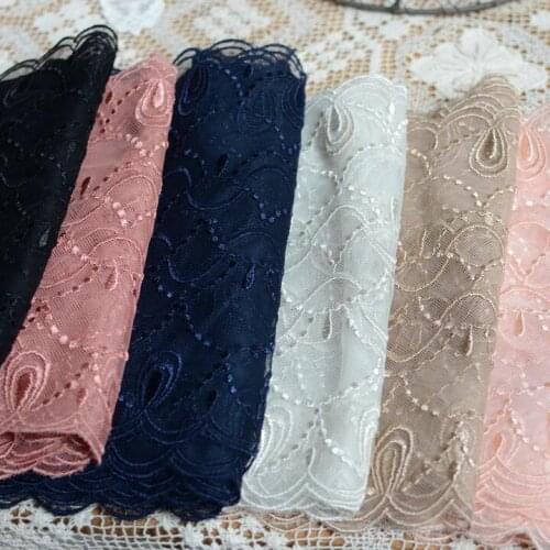 2 Meters 21cm Wide 2017 New Arrival Embroidery Lace Trim Guipure Soft Blue Black Lace Fabric Mesh for Wedding