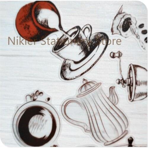 40 Sheet Vintage Coffee Cup Retro Time Material Decor Adhesive DIY Scrapbooking Stickers Stationery Diary Planner Bullet Journal
