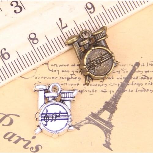 62pcs Charms For Jewelry Making Drum Kit 16x14x4mm Antique Silver Plated Pendants DIY Handmake Tibetan Silver Bracelet Necklace