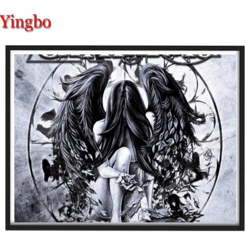 5d Full Drill Square round Diamond Painting Fantasy Angel Black Wing Mosaic Diamond Embroidery Rhinestone Home Decor Diamond Art