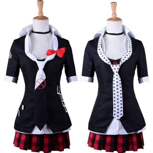 Anime Danganronpa Cosplay Costumes Junko Enoshima Cosplay Woman Set Girl Uniform Cafe Work Skirt Shirt Tie Halloween Costume