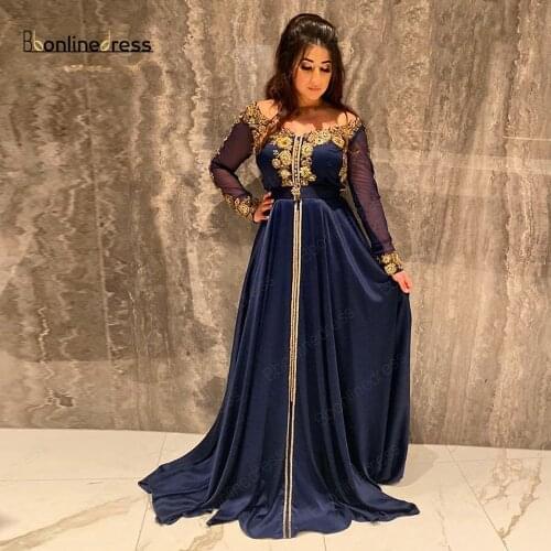 Bbonlinedress Muslim Evening Dresses 2020 Embroidery Caftan Arabic Women Wear Party Dress Dubai Evening Gowns robe de soiree