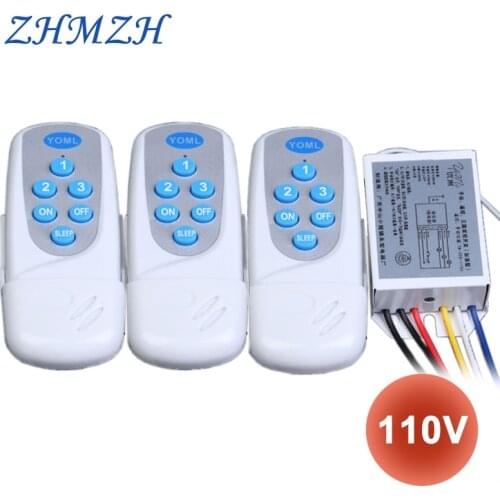 AC 110V Digital Wireless Remote Control Switch For Lamps Light Exhaust Fan 1 2 Way 3 Ways With 2 Remote Controls Through-wall
