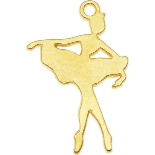 Julie Wang 20PCS Small Ballet Girl Charms Gold Color Pendant Bracelet Alloy Jewelry Making Accessory 14*22mm