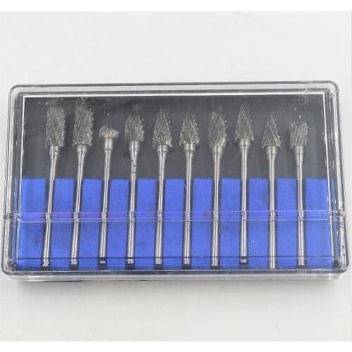 10Pcs / set 1/8 "Shank 6mm Tungsten Carbide Milling Cutter Rotary Burr Double Diamond Cut Rotary Tools Electric Grinding Tools