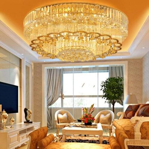 Crystal lamp living room lights atmospheric luxury golden round crystal ceiling lamp led bedroom lamp lighting lamps fixture