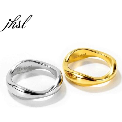 JHSL Unisex Women Men Rings Stainless Steel Silver Gold Color Irregular Shape Fashion Male Jewelry New 2021 Gift size 6 7 8