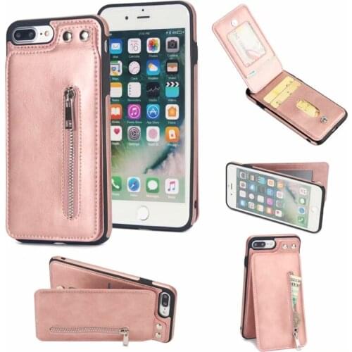 LANCASE Wallet Case for iPhone 8 Zipper Leather Card Slots Handbag Cover for iPhone 8 Plus 7 6s X Business Case Magnetic TPU Bag