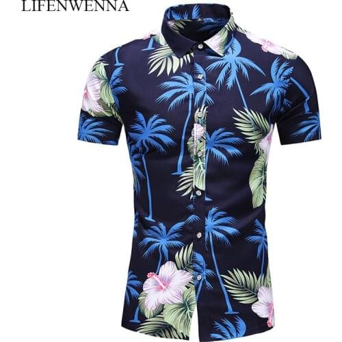 M-7XL Shirt Men Summer New Fashion Flower Printing Short Sleeve Shirts Men 2020 Casual Plus Size Beach Hawaiian Shirt