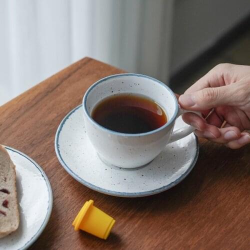 Ceramic Simple Tea Cups Set Striped Coffee Japan Vintage Cups And Saucer Sets Porcelain Milk Tea Cup Xicara Retro Design DE50BD