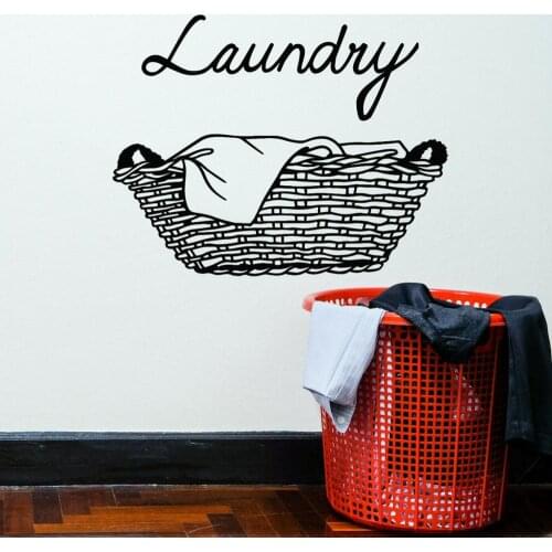 Laundry Room Wall Decal Dirty Clothing Basket Cleaning Vinyl Window Glass Stickers Washing Clothes Art Waterproof Mural 3765