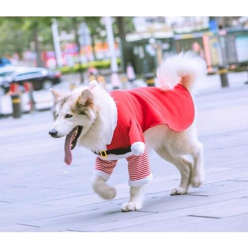 Medium and Large Dog Cat Santa Claus Cosplay Clothes Pet Supplies Warm Fleece Funny Two-legged Golden Retriever Dog Costume