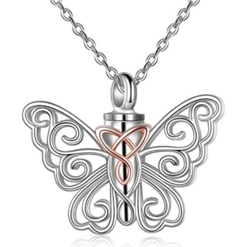 New Type Butterfly Shape Fillabled Ashes Cremation Pendant Keepsake Urn Necklace Memorial Jewelry