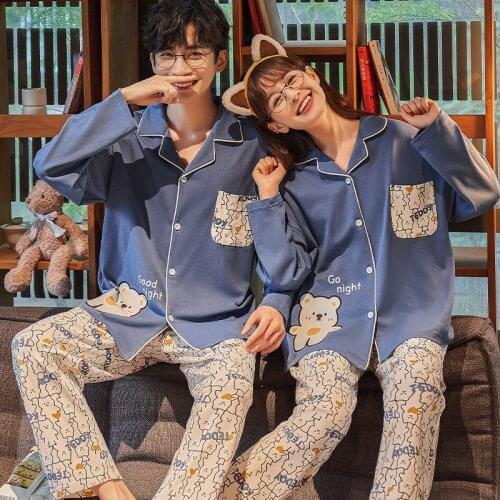 New Style Trend Coupie Pajamas Set Autumn Winter Loose Lazy Men Womens Nightgown Large Size Pure Cotton Comfortable Robe Sets