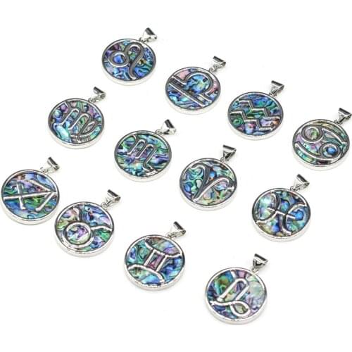 2021 New Alloy Symbol Pendant Natural Abalone Shell Charms for Handmade DIY Necklace Making Jewelry Findings Gift 32x32mm