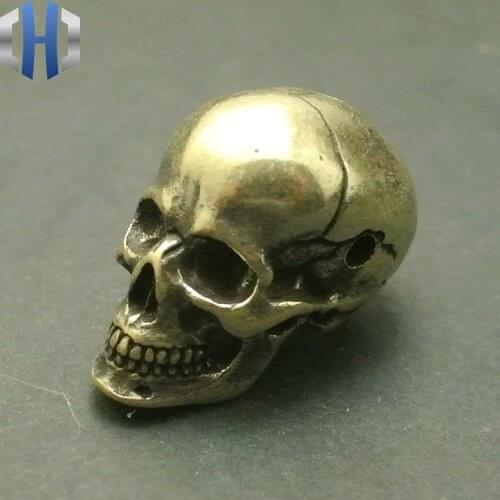 Brass Skull Head Three Links DIY Pendant Umbrella Pendants Personalized Accessories EDC Knife Beads