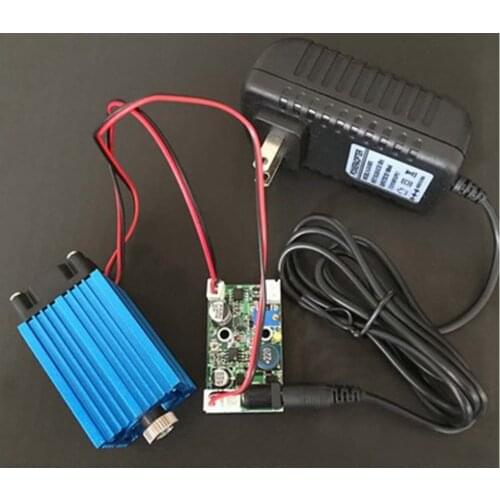 Industry High Power 445nm 450nm 4000mw 4W Adjustable Blue Laser Diode Dot Module 12V TTL + Adapter