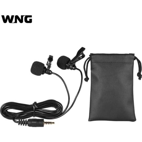 150cm Wired Mini Dual-Headed Omni-Directional Condenser Mic Microphones with Collar Clip for Cellphone Smartphone PC Laptop