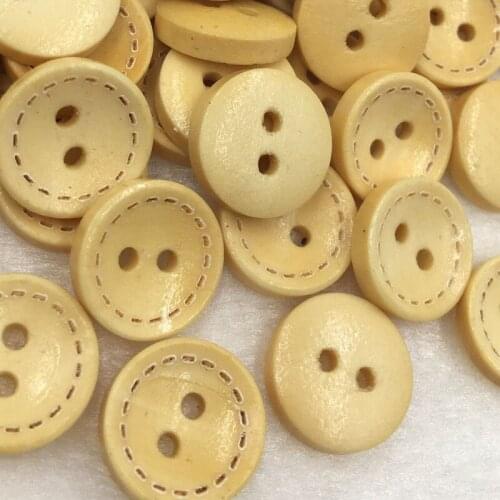 100pcs 15mm Wooden Buttons Dotted Round 2 Holes Sewing DIY Clothing Accessories WB384