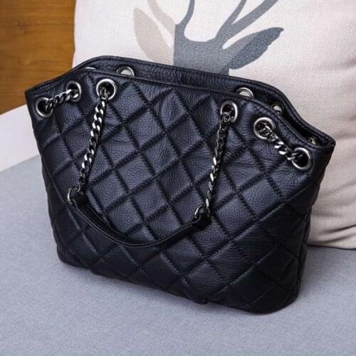 Lattice Ladies Diamond Chains Bag Brand Genuine Leather Luxury Crossbody Bags Handbags 2020 New Fashion Party Shoulder Bag