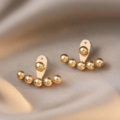 S925 Silver Needle Star Stud Earrings New Summer Temperament Niche Personality Gold Bead Earrings Wedding Jewelry Oorbellen
