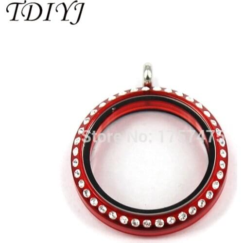 TDIYJ Hot Selling 30mm Red Acrylic Screw Floating Crystal Locket with Glass Face as a Fashion Gift for Women 5pcs/lot