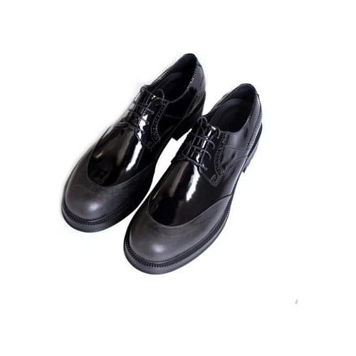 New genuine leather round toe shoes fashion solid black shoes men handmade lace up shoes for men Derby platform shoes
