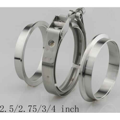 V-Band Clamp 2.5/2.75/3/4 inch Male/Female Flange Kit V-band Stainless Steel Turbo Exhaust Pipes Car Accessories