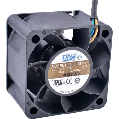 COOLING REVOLUTION DB04028B12U 40mm fan 4cm 4028 40x40x28mm 12V 0.66A Dual Ball Bearing 4-wire 4pin PWM Server Power Airflow Coo