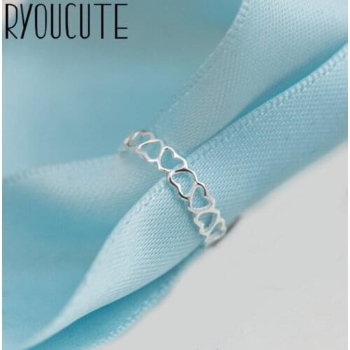 Vintage Silver Color Love Heart Rings for Women Adjustable Size Rings For Men Girls Open Jewelry