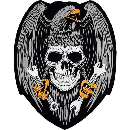 Repair skull eagle motorcycle backing Embroidered Sewing Label punk biker Patches Clothes Stickers Apparel Accessories Badge