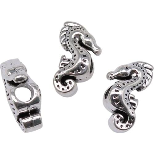 WYSIWYG 4pcs 19x11x8mm Sea Horse Beads For DIY Jewelry Making Hippocampal European Beads Seahorse European Big Hole Beads