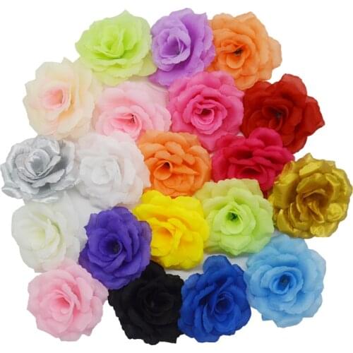 Yoshiko 50PCS 8cm Artificial Rose Silk Flowers for Wedding Home Garden DIY Gift Christmas Decoration Fake Flowers Kissing Ball