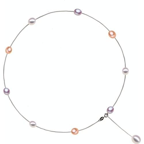 Fashion Pearl Necklace 925 sterling silver jewelry Pearl Jewelry 6-7mm real Natural freshwater Pearl Choker Necklace For Women