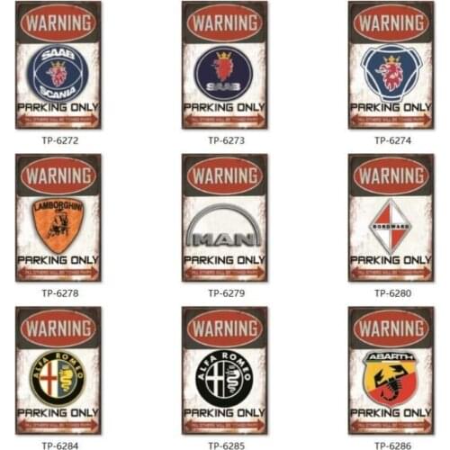 Tin Signs Retro Warning Parking Only Vintage Metal Car Parking Plate Creative Garage Wall Decor Plaque