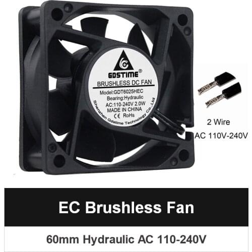 1pcs Gdstime BallBrushless Fan Hydraulic AC 110V 115V 120V 220V 240V Axial Fan 6025
